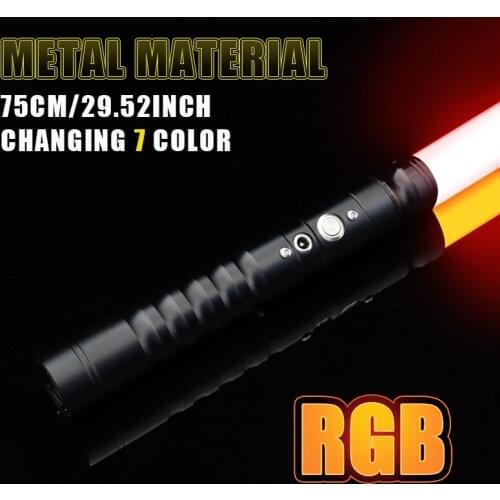 Metal Color Changing Lightsaber 75cm Rgb Heavy Duty Duel Sound with Metal Handle Led Adjustable Volume Power Lightsaber Weapon