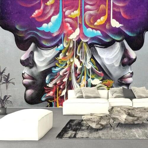 Milofi Custom 3D Wallpaper Mural Retro Retro Bar Graffiti Character Living Room Background Wall Decoration Wallpaper Mural