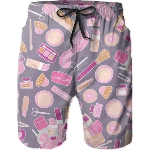 Men Swim Trunks Cosmetics Pink Swimming Shorts Swimwear Drawstring Elastic Waist Running Summer Beach Shorts Outfit Pants