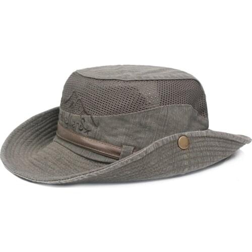 Breathable Mesh Bucket Hat Outdoor Summer Cap Hiking Sun Hat Unisex Boonie Cap Wide Brim Cotton Fishing Hats