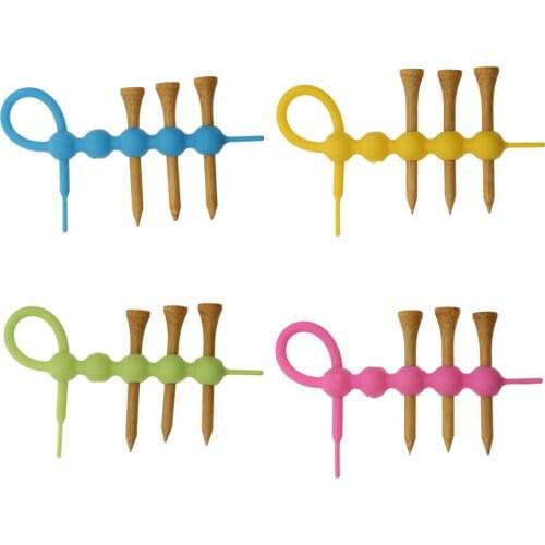 Rubber Portable Sport Golf Tee Holder Tool Carrier Clip + 4pcs Wood Golf Tees