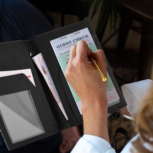 Server Book for Waitress Waiter Marble Style Zipper Pouch with Pen Holder Zipper Pockets ID Checks Holder Receipt Organizer