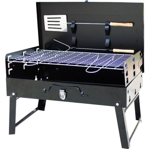 Portable BBQ Grill Folding Charcoal Grill Outdoor Stainless Steel BBQ Grill Camping Cooking Picnic Barbecue Tools