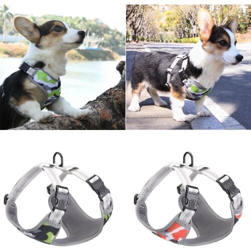Reflective Dog Harness Camouflage Soft Comfortable Nylon Mesh Padded Adjustable Pet Samll Medium Large