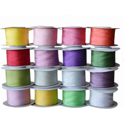 Warm Colors,32 mm 1-1/4 inch Wide 100% Pure Mulberry Silk Ribbon for Embroidery Handcraft Double Faced Thin Taffeta Silk Trim