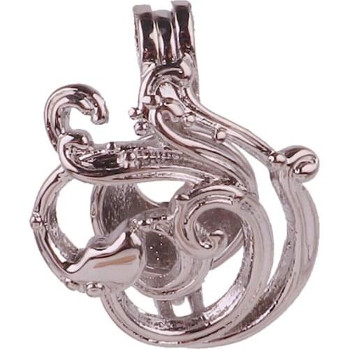 5pcs Dull Silver copper Sea wave ocean can be opened Bead Pearl Cage Pendant Locket Fairytale Party Essential Oil Diffuser