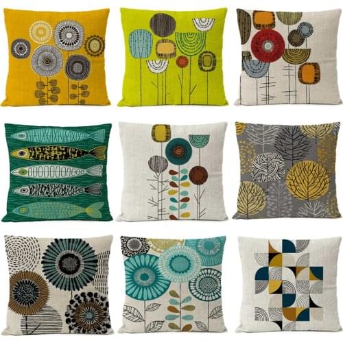 Rustic Geometric Floral Cushion Cover 50x50 Flower Pillow Case Home Decor Decorative Sofa Throw Pillowcase