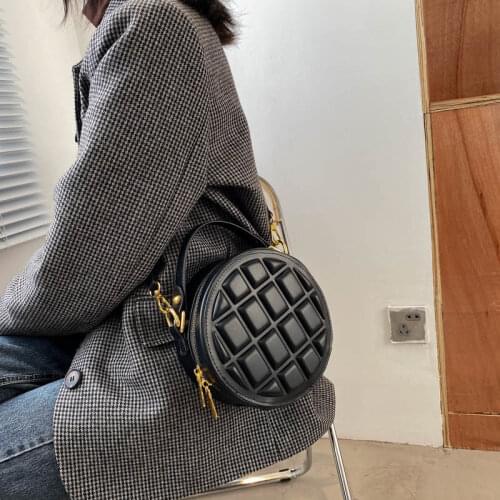 Women Bag Shoulder Bag Designer Crossbody Bag Handbag Chocolate Purse Solid Color All-match Fashion Round 2021 Zipper PU Leather