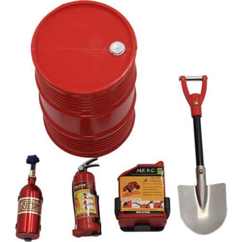 1/10 Scale Fire Extinguisher Nitrogen Bottle Fuel Tank and Oil Drum Set RC Rock Crawler Accessory Decor Tool for SCX10 D90 TRX4