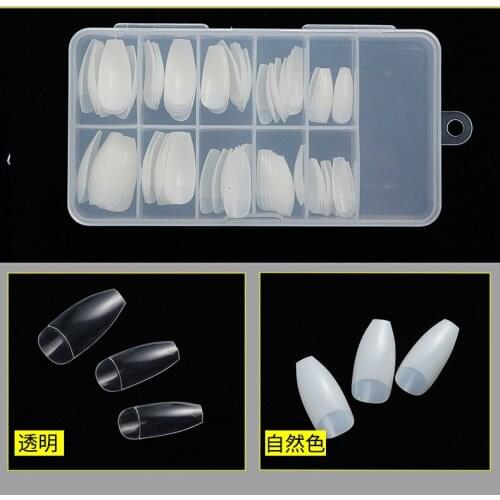 100pcs/box coffin nails fake nails half cover ballerina false nail tips artificial ballet fake nail art fingernails salon tools