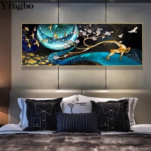 5D Large Full Drill Square Round Diamond Painting New Arrival Moon deer landscape Diamond Embroidery Mosaic Decor Nordic style