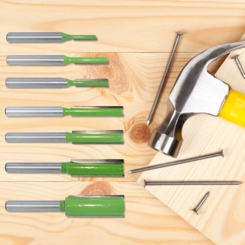 6MM 7Pcs Stainless Sharp Carbide Router Bit Shank Single Double Flute Straight Bit Milling Cutter for Wood