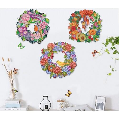DIY Diamond Painting Wreath Circle Diamond Mosaic Special Shaped Drill Diamond Embroidery Kit Cross Stitch kit Home Wall Decor