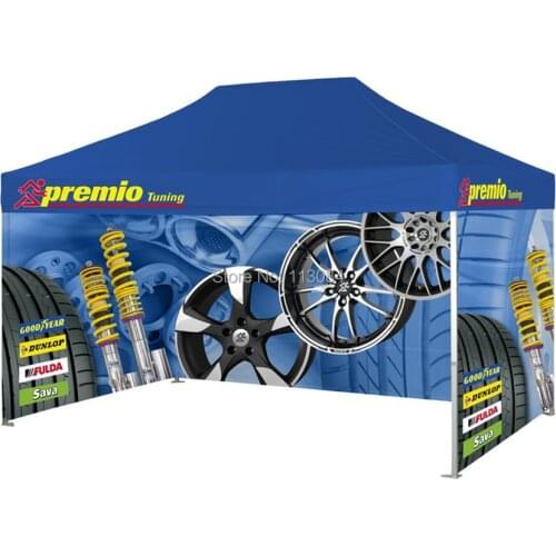3m x 4.5m Aluminum Pop Up Instant Folding Party Tent Trade Show Event Gazebo with 3 walls Double-side Heat Transfer Printing