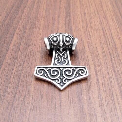 Free Shipping Mjolnir Thors Hammer Sheep Head Stainless Steel Scandinavian Pagan Norse Nordic Totem Viking Odin Pendant
