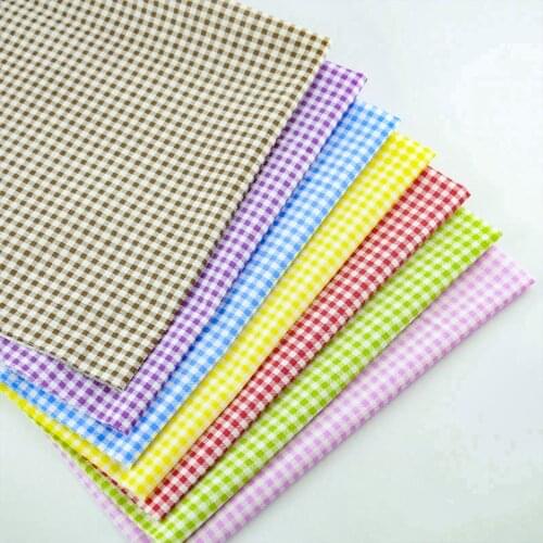 Booksew Telas Tecidos De Patchwork 7PCS/lot Lovely Colorful Check Cotton Plain Fabric Meter DIY Quilting Textiles Tissu Stoffen