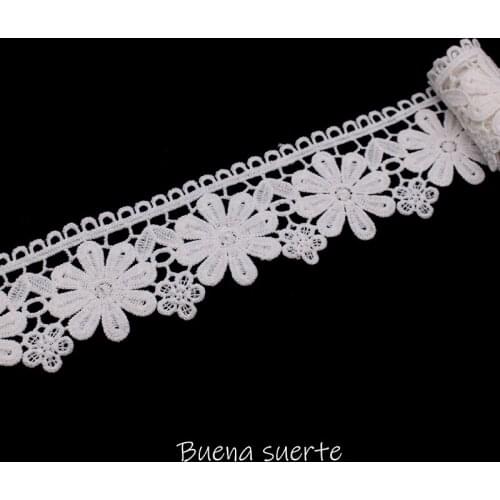 Buena Suerte 1y/2y High Quality 2018 New 5.5cm Daisy Flower Embroidery Lace Ribbon Fabric Sew DIY Handmade Accessories TM108