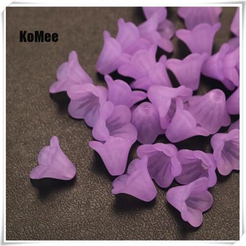 Hot Sale 10x14mm Variety Color Lily Frosted Small Beads 200pcs/lot Dull Polish Acrylic Charms For Handmade Fashion Flower Beads