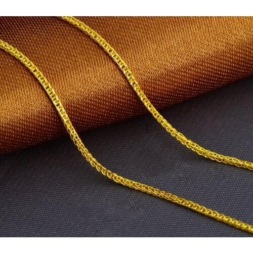 Solid Yellow Gold Necklace / Men&Women Perfect Wheat Link Chain/ 1.7g