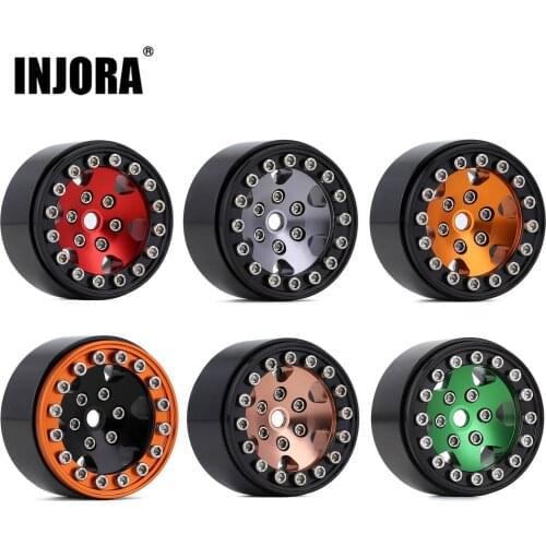 INJORA 4PCS CNC Aluminum 1.0" Beadlock Wheel Rim for 1/24 RC Crawler Car Axial SCX24 90081 AXI00001 AXI00002 Deadbolt B-17