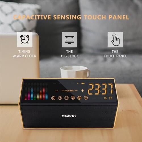 Laiyiqi wood bluetooth speaker BT clock LED Display Screens Colorful Dynamic Spectrum altavoz bluetooth con radio retro vintage