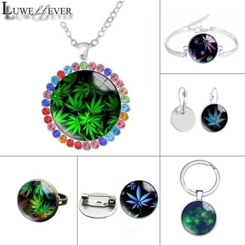 New 603 Plant Glass Necklace Bracelet 30mm 25mm Double Sided Round Glass Cabochon Jewelry For Unisex Charm Pendant