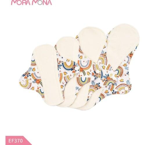Mora Mona 4 Pieces Bamboo Fiber Mama Reusable Menstrual Cloth Sanitary Pad Waterproof Regular Flow Women Feminine Hygiene Pad