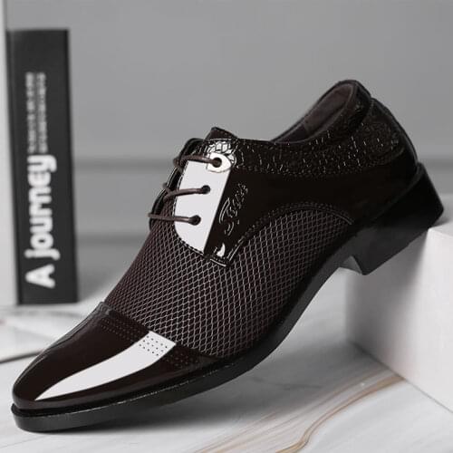 Leather Shoes Mens 2021 New Autumn Mens Business Casual Soft Bottom Non-slip Breathable Dress All-match Wedding Shoes Fashion