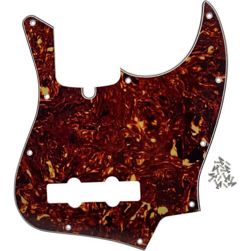 FLEOR Brown Tortoise Jazz JB Bass Guitar Pickguard Pick Guard Scratch Plate 4Ply & Screws for 10 Holes Electric Bass Parts