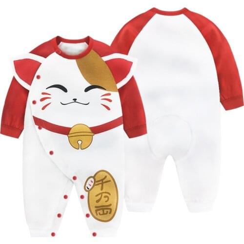 New born Baby Girls Rompers Cartoon Lucky Cat Costume Newborn Baby Clothes Toddler Infant Jumpsuit Kids Boutique 0-24 Month