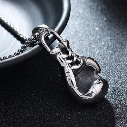 Men Stainless Steel Boxing Gloves Pendant Necklace Sport Male Jewelry Accessories