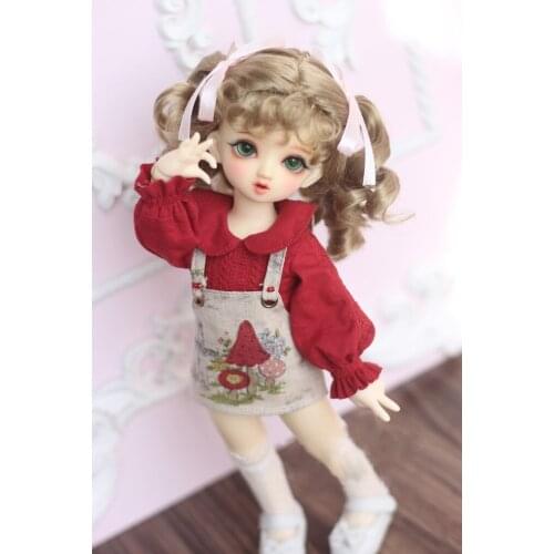 BJD doll wig suitable for 1-3 1-4 1-6 size curly double ponytail mohair imitation mohair wig small braid bow fake doll accessori