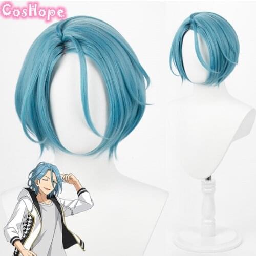 HiMeru Cosplay Ensemble Stars Cosplay Men Short Blue Wig Cosplay Anime Cosplay Wigs Heat Resistant Synthetic Wigs