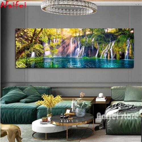 Big Size Landscapee Diy Diamond Painting Waterfall Lake Diamond Embroidery Modern Wall Art Needlework Home Decor Christmas Gift