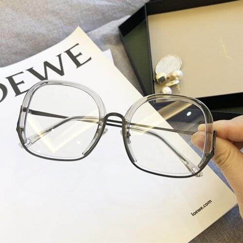 Half Frame Designer Woman Glasses Optical Frames Black Grey Round Glasses Frame Clear lens Eyewear Blue Light Blocking Glasses