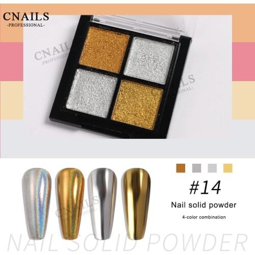 CNails Nail Powder 1.2g/Box Solid 4 Color Glitter Chrome Metallic Holographics Shiny Flakes For Manicure Pigment Nail Art