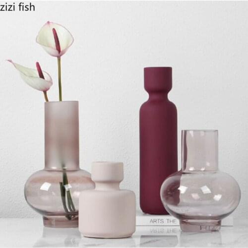 Transparent Glass Vase Frosted Flower Arrangement Container Desktop Ornaments Decoration Hydroponic Flower Vase Flower Bottle