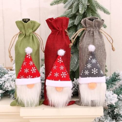 Christmas Wine Bottle Cover Christmas Decorations For Home Santa Claus Christmas Ornament Table Decor 2021 Navidad Xmas Gift
