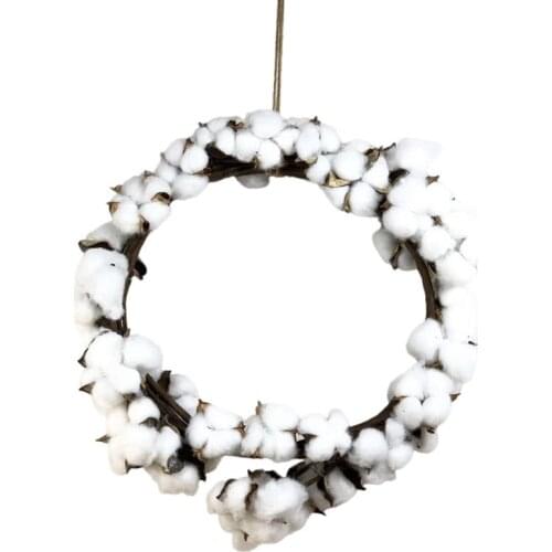 Christmas Cotton Wreath Vintage Fluffy Flower Wreath Door Wreath Handmade Christmas Hanging Wreath Xmas Decor 2020 New