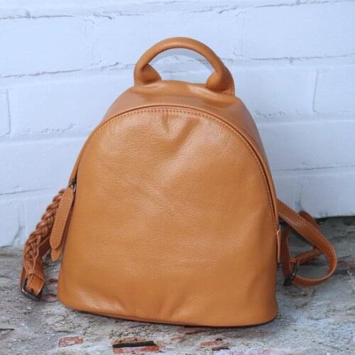 Fashion Backpack Women Backpacks Genuine Leather Weave Shoulder Strap Design School Bags For Girls Female Solid Color Travel Bag