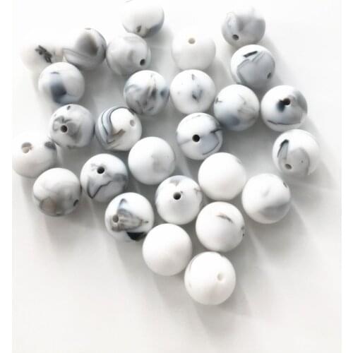 Chenkai 100pcs 9mm 12mm 15mm Marble Silicone Teether Beads DIY Baby Shower Pacifier Dummy Jewelry Sensory Toy Making Beads