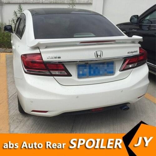 For HONDA Civic Spoiler 2012-2015 civic spoiler with light High Quality ABS Material Car Rear Wing Primer Color Rear Spoiler