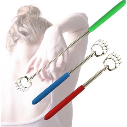 Telescopic Back Scratcher Stainless Stell Made Soft Rubber Anti-skid Handle Bear Eagle Dragon Clow Extendable Itching Massager