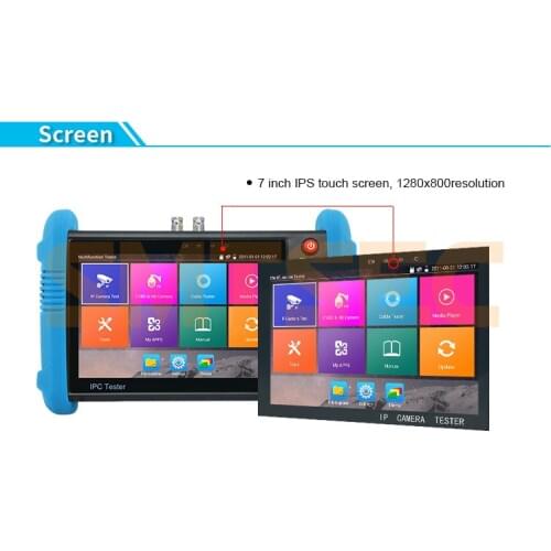 7" CCTV Tester Pro Monitor HDMI H.265 4K Analog IP Camera Tester Onvif POE Wifi with 8MP CVI/ TVI/ AHD, 8MP EX-SDI, HD-SDI