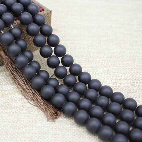 High Quality Imitation Black Agatess Matte Beads Round Loose Stone Beads 8MM 10MM For Jewelry Making Earrings Necklace Earrings