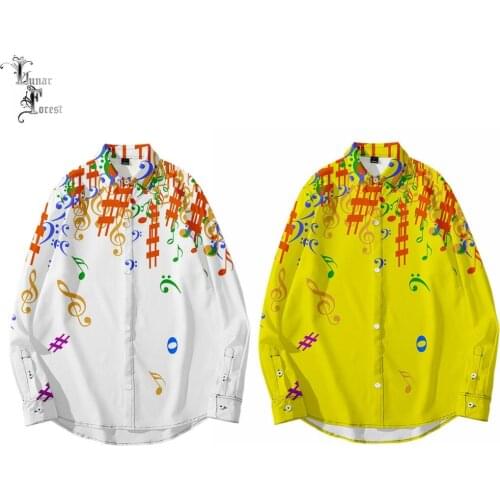 Funny Music Notes 3D Printing Unisex Shirt Women/Men Casual Long Sleeve Cool Loose Button Streetwear Overclothes Oversize 6XL