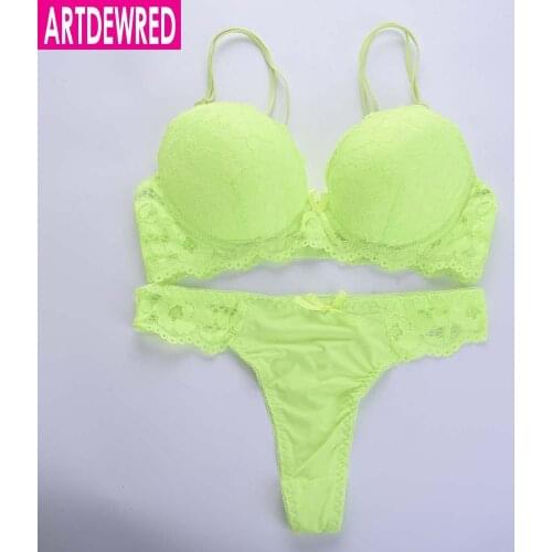 ARTDEWRED Sexy Fashion Bikini Bra Set Seamless Push Up Plunge Lady Lingerie Women Underwear Bras Thong sets 34 36 38 42 CD Cup
