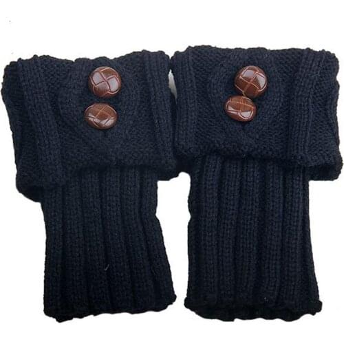 CUHAKCI Winter Leg Warmers Crochet Boot Socks Buttoned Wool Womens Button Knit Toppers Cuffs Hosiery