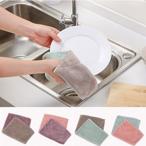 1pcs Microfiber Kitchen Dish Cloth Cleaning Cloth Non-stick Oil Household Wiping Rags Cleaning Towel Scouring Pad Kitchen Tool