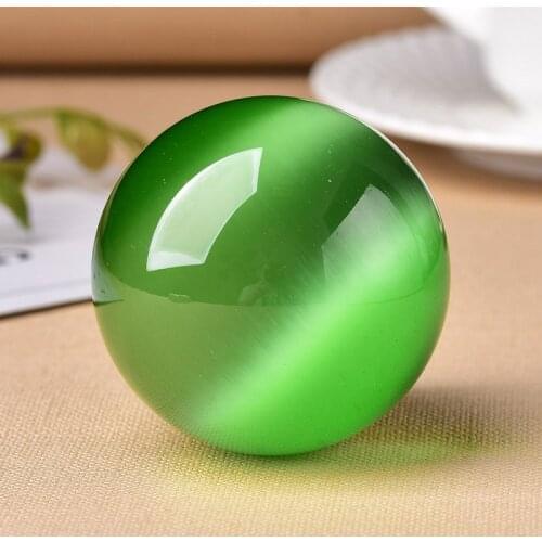 1pcs 4cm Rare Natural Quartz green Cat Eye Crystal Healing Ball Sphere Stand